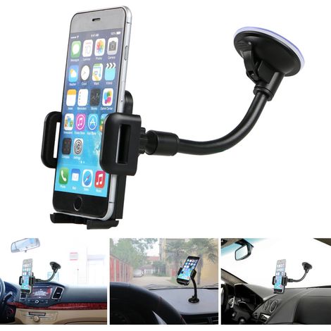 Support Ventouse Voiture - Bras Réglable 30 Cm - Rotation 360° - Compatible Téléphone 4 À 6 Pouces - Pour Pare-Brise Et Tableau De Bord (1/5)