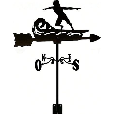 Girouette en acier inoxydable, girouette en métal, motif vagues, instrument de mesure, clôtures de jardin, poteaux, toitures de jardin, indicateur de direction du vent, décoration (1/5)