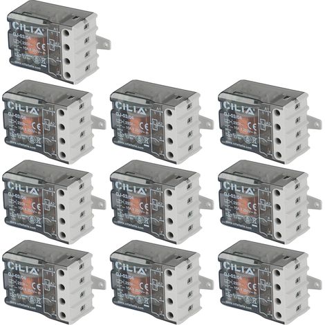 Lot de 10 Télérupteur Encastrable CILIA 230V 10A Relais Électromécanique 4 Séquences, 2 NO Compatible avec Finder 27.05 Pour Commande d'Éclairage