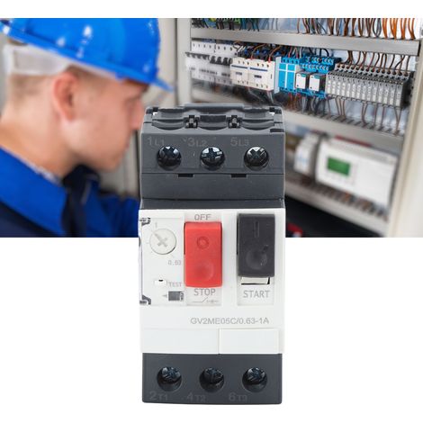 Disjoncteur moteur, démarreur moteur, interrupteur de protection, bouton de démarrage manuel moteur 690 V CA, protection contre les surcharges, montage sur rail, GV2-ME05C 0,63-1 A (1/5)