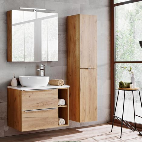Set di mobili da bagno con lavabo April marrone 80cm (1/5)