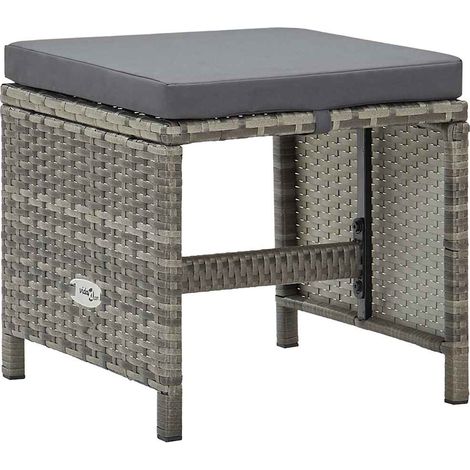 Maison Exclusive - Sgabelli da Giardino 4 pz con Cuscini in Polyrattan Grigio (1/5)