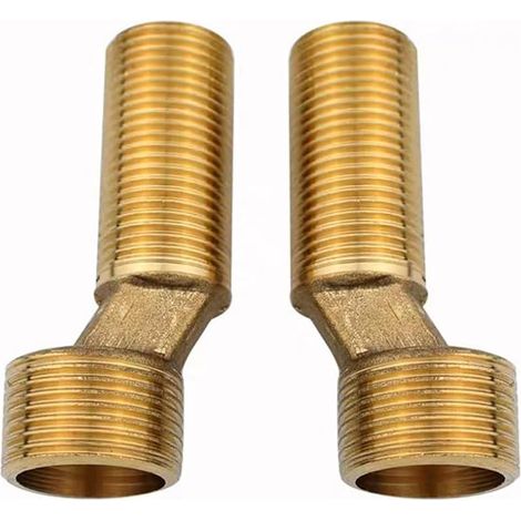2 pièces Adaptateur de raccord S, 3/4 pouces x 1/2 pouce filetage extérieur S adaptateur pour pomme de douche, décalé de 8 mm, longueur 65 mm, bras pivotant réglable, raccord excentrique pour robinets