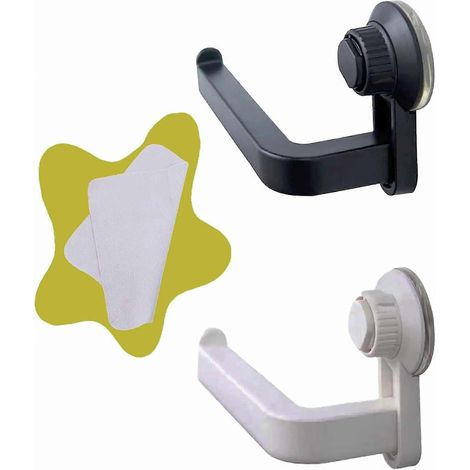 2 porte-papier toilette à ventouse sans perçage pour salle de bain, cuisine et buanderie, noir et blanc (1/5)