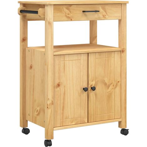 Chariot de cuisine MONZA 60x40x88,5 cm bois massif de pin (1/5)