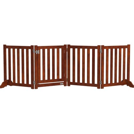 Cancello di sicurezza per cani modulare 205 x 30 x 60 cm pieghevole con porta integrata design scandinavo in MDF marrone 210007448