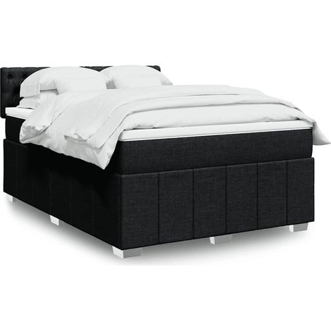 Boxspringbett mit Matratze Schwarz 140x190 cm Stoff