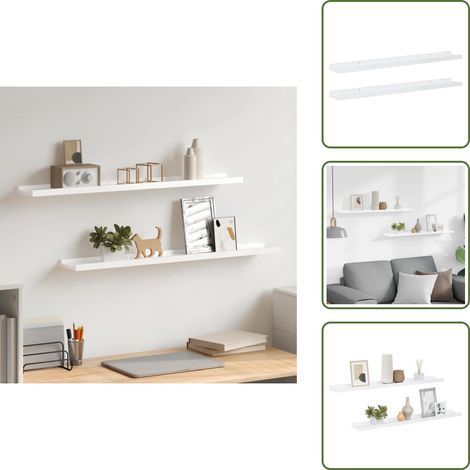 Étagères murales 2 pcs Blanc brillant 80x9x3 cm - Étagères Murales - Étagères Déco - Rangement Mural - Décoration Murale - Meubles Blancs (1/5)
