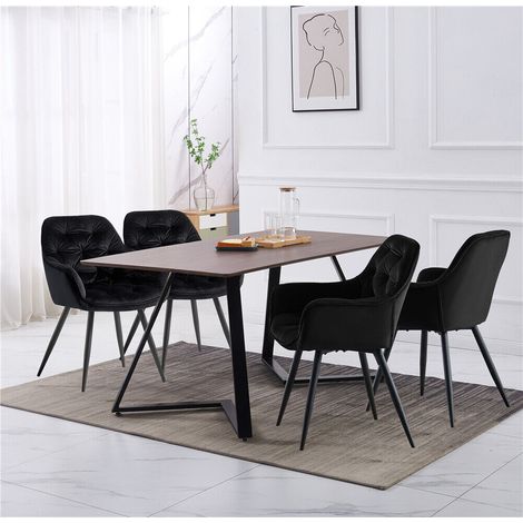 UK 150CM Retro industrial design dining table and 4 chairs set wood table top metal chair leg,black