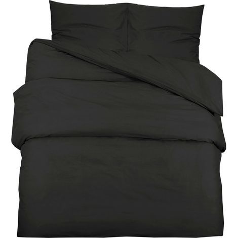 Ensemble de housse de couette Noir 140x200 Microfibre légère (1/5)