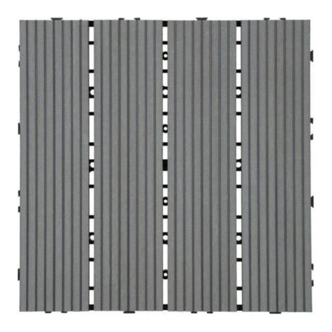 royaluxe -Carrelage de sol extérieur, aspect bois pour balcon/terrasse, structure 3D - gris, 30x30cm (1/3)