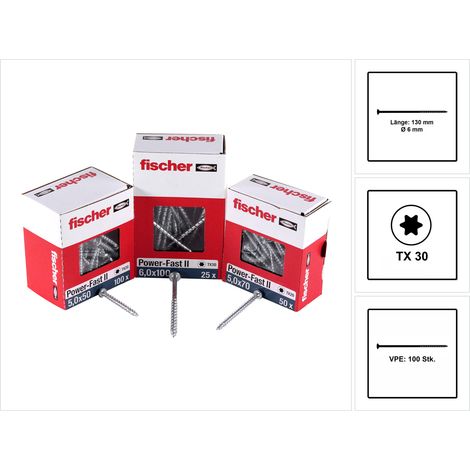 Vis a panneaux agglomeres Fischer Power-Fast II 6,0x90 SK blvz TG TX, UE 100 pieces (1/5)