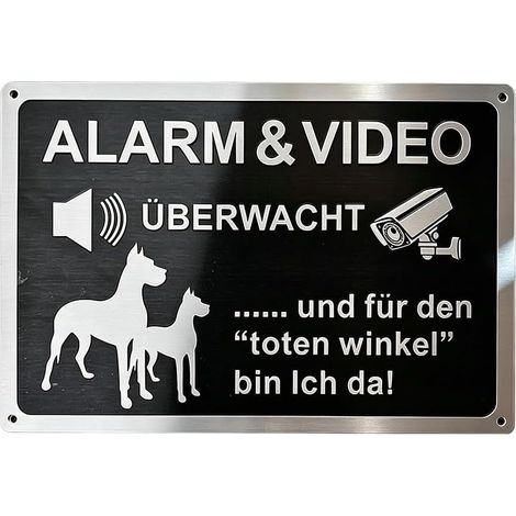 Panneau d'avertissement en forme de chien - En aluminium - Pour portail de jardin, clôture et mur de maison - Résistant aux intempéries - 30 x 20 cm (1/5)