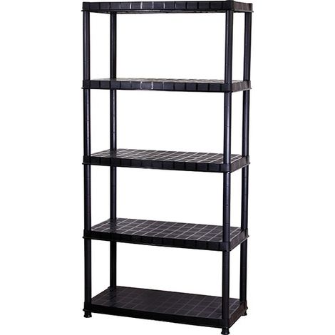 FP – Etagère DELUXE 5 étagères 185x92,5x45,8 cm – Charge max 70 kg par étage – Montage mural inclus – Polypropylène noir