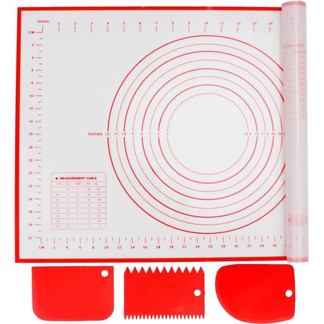 Reutilisable Tapis de Cuisson Silicone avec 3 Grattoirs (1/5)
