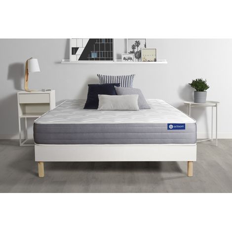 Ensemble matelas ACTILATEX DREAM Latex et mémoire de forme 90x190 cm 5zones de confort + sommier KIT blanc (1/5)