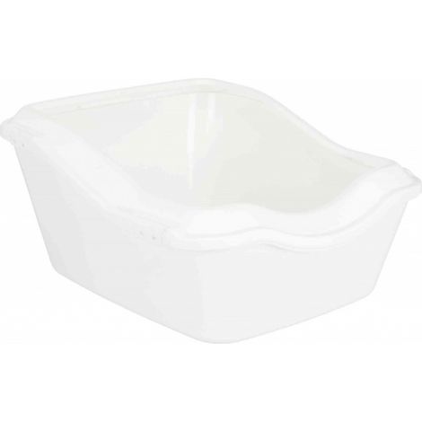 Caja de arena para gatos Cleany, con borde. blanca para gatos (1/2)