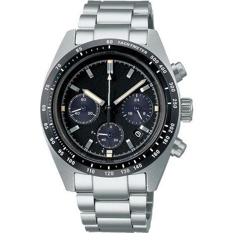 Diese Seiko-Uhr aus dem Jahr 2025 verfügt über ein Edelstahlarmband, ein schwarzes Zifferblatt und ein schwarzes Gehäuse und eignet sich daher perfekt für den Alltag.