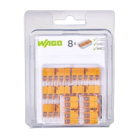 WAGO Terminali di collegamento 221-415 5 poli, fino a 4 mm², connettori per cavi COMPACT con leva per tutti i tipi di conduttori in tutto il mondo, sicurezza delle applicazioni confermata, 8 pezzi