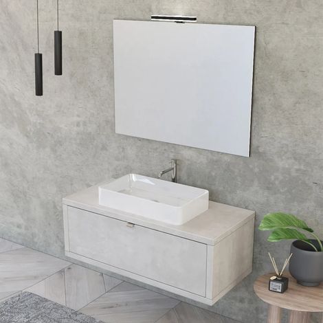 Mobile bagno sospeso 110 cm Master grigio nuvola con lavabo e specchio (1/5)