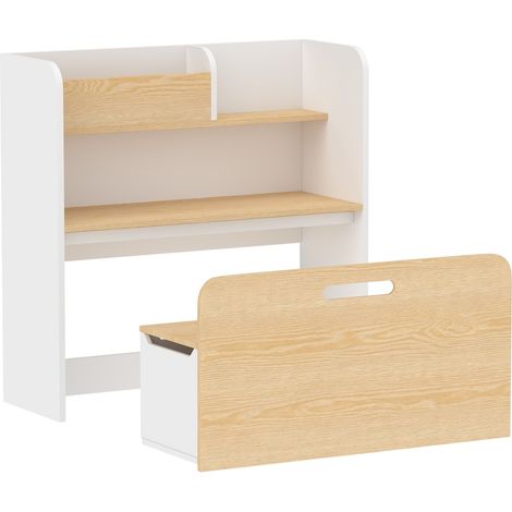 Table et banquette enfant 5-en-1 bibliothèque banquette coffre mobile rangement 3-8 ans (1/5)