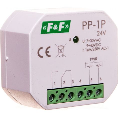 Relais électromagnétique 1P 16A 7-30V AC/9-40V DC PP-1P-24V