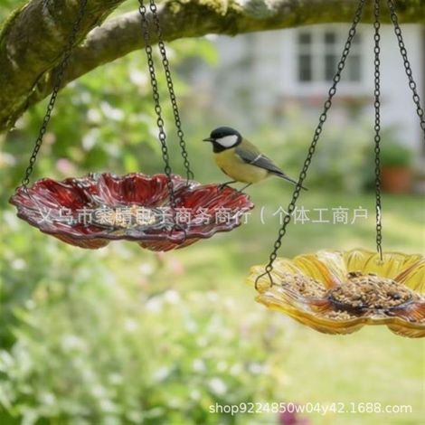 Kreativer, neuartiger und einzigartiger Sonnenblumen-Vogelfutterspender – Sonnenblumen-Vogelbadewannen-Futterspender – B –