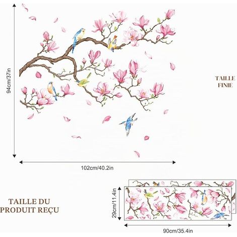 Magnolia Flower Wall Stickers Wall Sticker Decoration for Living Room Bedroom Office (1/4)