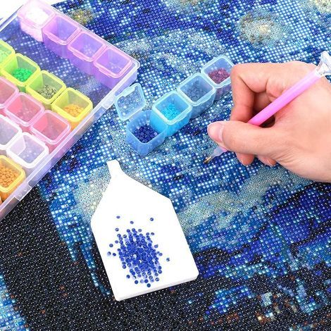 3 Pcs Storage Box with 28 Compartments, Adjustable Removable Plastic Diamond Painting Storage Box for Jewelry, Earrings (1/5)