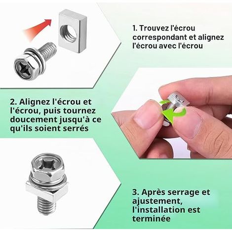 Kit d’écrous et boulons pour bornes de batterie en acier inoxydable 304, vis à tête hexagonale pour quad, scooter, moto, véhicule tout-terrain M5x14mm (argenté) (1/4)