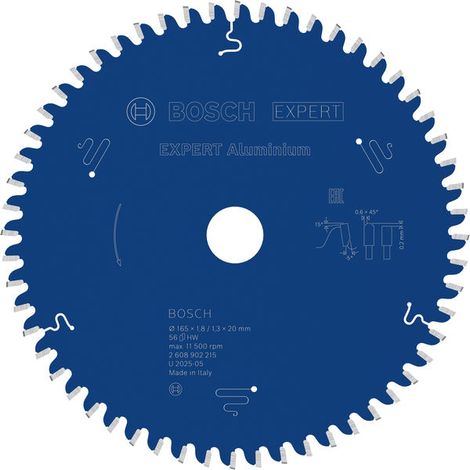 Bosch Aluminium Circular Saw Blade 165 x 1.8/1.3 x 20 mm T56 2608902215