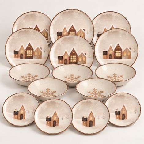 Servizio di Piatti da Tavola Natale Coupe Cinnamon Glow 18 Pezzi (1/4)