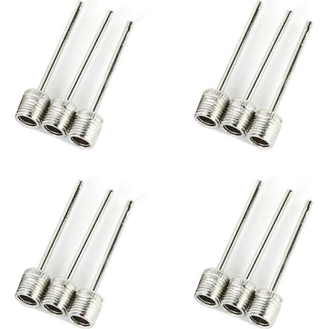 Lot de 12 aiguilles de gonflage pour ballons, en acier inoxydable, compatibles avec le gonflage de ballons tels que les ballons de football, de basket-ball et de volley-ball. (1/5)