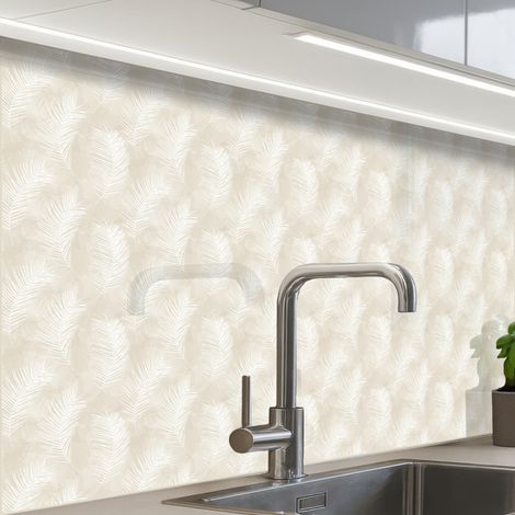 REVETEMENT MURAL DE CUISINE, CRÉDENCE DE CUISINE Feuilles - Beige - Blanc - Botanique - Nature 80x60 (1/5)
