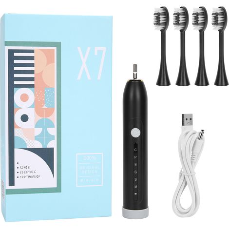 Brosse à Dents Électrique Rechargeable Adulte - Nettoyage Sonique Puissant et Portable - Noir (1/5)