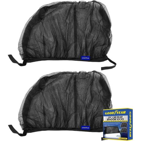 Goodyear 2Pcs Car Sun Shade Shield Socks Rear Side Window Large Cover UV Mesh