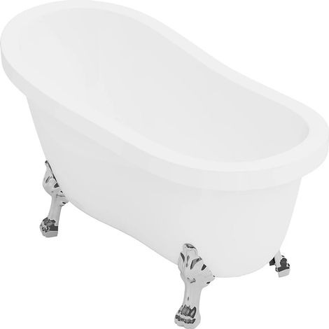 Baignoire îlot rétro avec pieds de lion argentés - 200 L - 145 x 74 x 77 cm - Blanche - NISOS II (1/5)