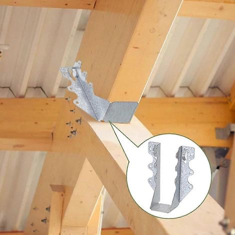 10 supports de chevrons en acier 2x6, supports de chevrons galvanisés à double ciseaux n° 20, adaptés au bois. (1/5)