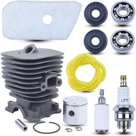 Kit de piston de cylindre 35 mm pour débroussailleuse Husqvarna 128C 128CD 128L 128LD – Filtre à air et carburant inclus – Matériau aluminium résistant