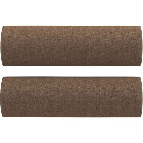 Coussins décoratifs, lot de 2, marron, 15 cm de diamètre, 50 cm de hauteur, en tissu. (1/5)