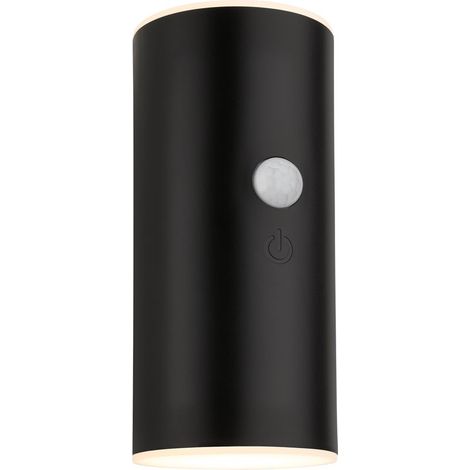 Briloner Außenwandleuchte Akku Bewegungsmelder 15,5cm 6,5W 700lm 3000K Warmweiß Dimmbar Schwarz - Wandlampe Balkon Terrasse Hauswand