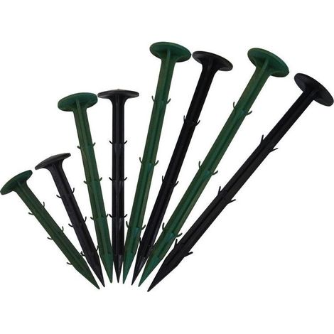 Ensemble de 100 clous de fixation pour sol, jardin, film de serre, tissu anti-herbe, pare-soleil et filet anti-mouches, clous fixes en plastique résistants (1/5)