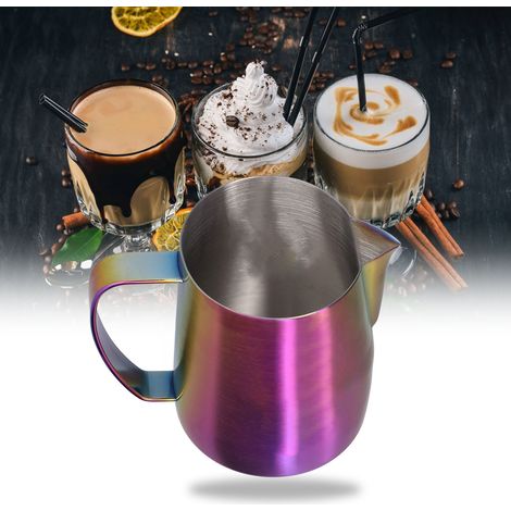 Latte-Art-Becher/Station aus Edelstahl 304, mattlila, 600 ml, spiralförmiges Schwanenmotiv (1/5)