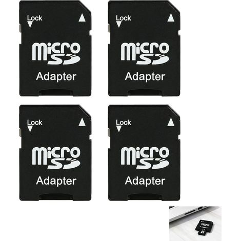 4 Pièces Adaptateurs Micro SD, Adaptateur TF vers SD, Carte TF vers Carte SD Standard, Adaptateur Mémoire Appareil Photo Ordinateur Portable Caméra Lecteur Carte SD Design Compact Protection Écriture (1/5)