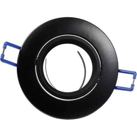 Porta faretto ad incasso orientabile per controsoffitto supporto tondo per faretti in alluminio Nero (1/2)