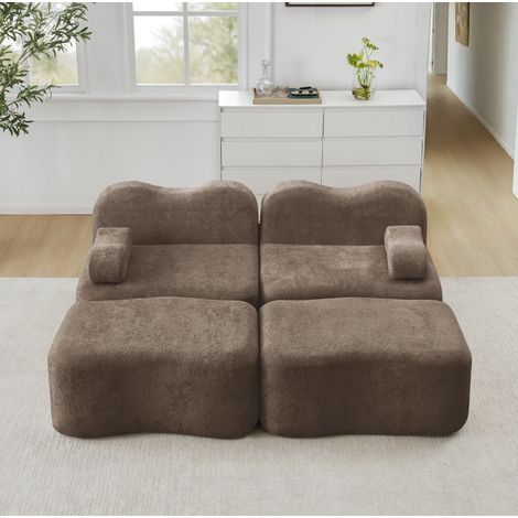 Canape dangle modulable en velours marron OKMYHOME (1/5)