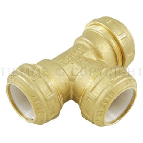 Raccordo compressione a t con ogiva in resina acetalica 20x20x20 tiemme 3430038