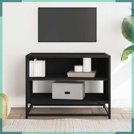 848879 Meuble TV noir 61x40x46 cm bois d'ingénierie et métal (1/5)