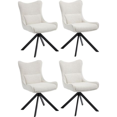 Wahson Dining Chairs Set of 4 Chenille, Swivel Kitchen Chairs with Backrest, Lumbar Armless Upholstered Side Chair, Beige