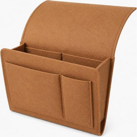 Organisateur Chevet Canapé Accoudoir Rangement Canapé Poche de Lit Vide Poche Canapé Lit (Gain de Place Sans Table de Chevet Chambre Salon) Marron (1/5)